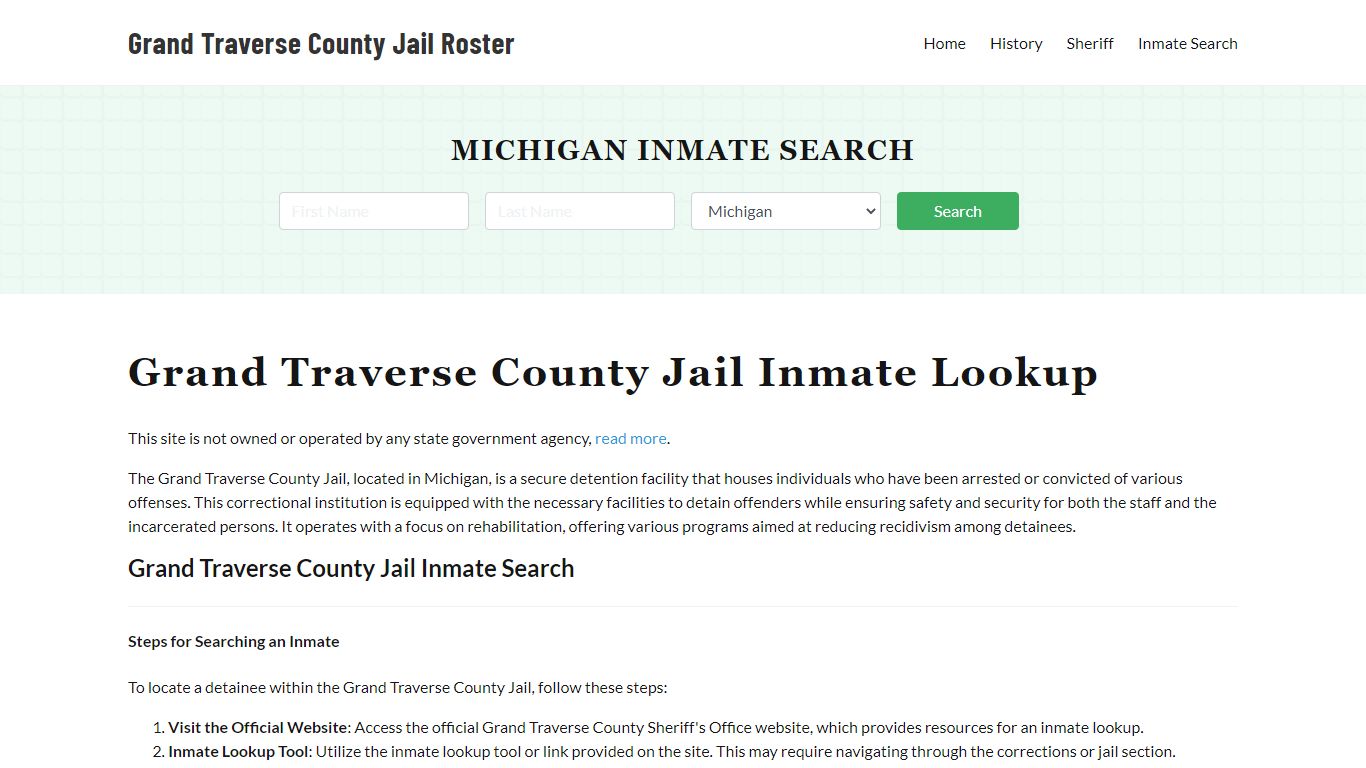 Grand Traverse County Jail Roster Lookup, MI, Inmate Search